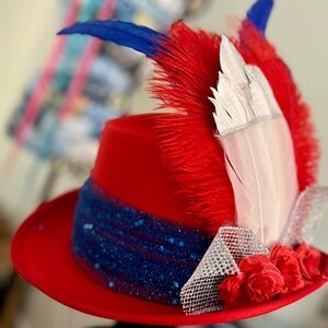 Patriotic Steampunk Cosplay hat July 4th red white & blue